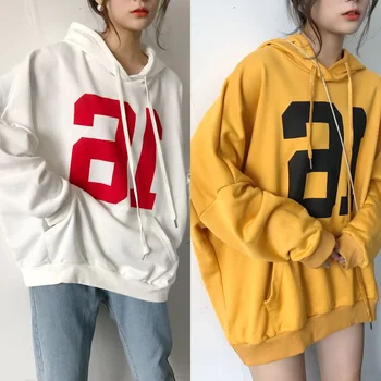 

High Street Knit Hooded Letter Lady Fleece Pullovers Ins Style Add Velvet Thick Sweater Women Autumn Winter Clothes
