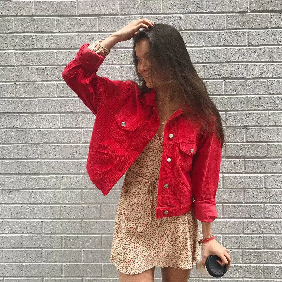 

2019 Spring New Style Europe And America WOMEN'S Dress-Style BM Corduroy Versatile Short Solid Color Long-sleeved Coat 8103