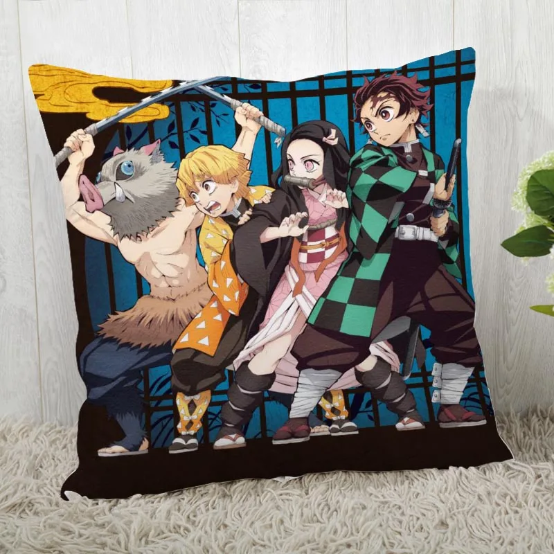 Наволочка с рисунком "убийца демона" Kimetsu no Yaiba ", наволочка с рисунком аниме для девочек, декоративная наволочка, индивидуальный подарок, 45x45 см, A19.11.8 - Цвет: 1