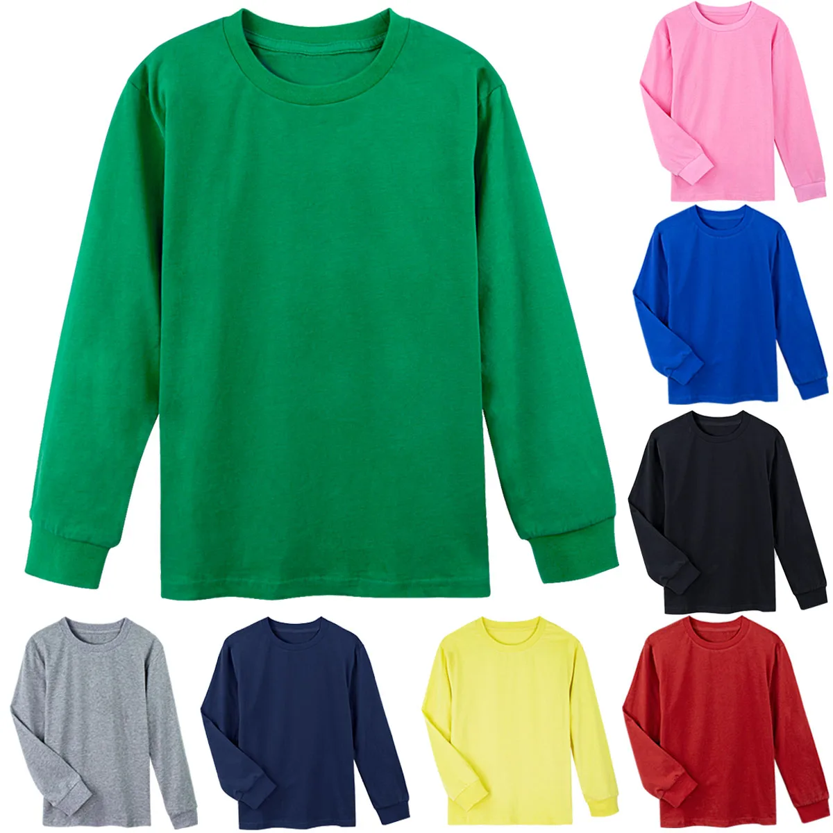 

Boys Long Sleeve Shirts For Kids Children Plain Tee Teenage Girls Winter Warm Heavyweight Cotton Blank Tops Child Thick T-Shirt