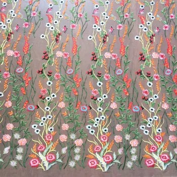 

Lace Fabric Polyester Multicolor Leaves Butterfly Flower Embroidered Cloth Evening Dress Women Clothes Accessories RS1599