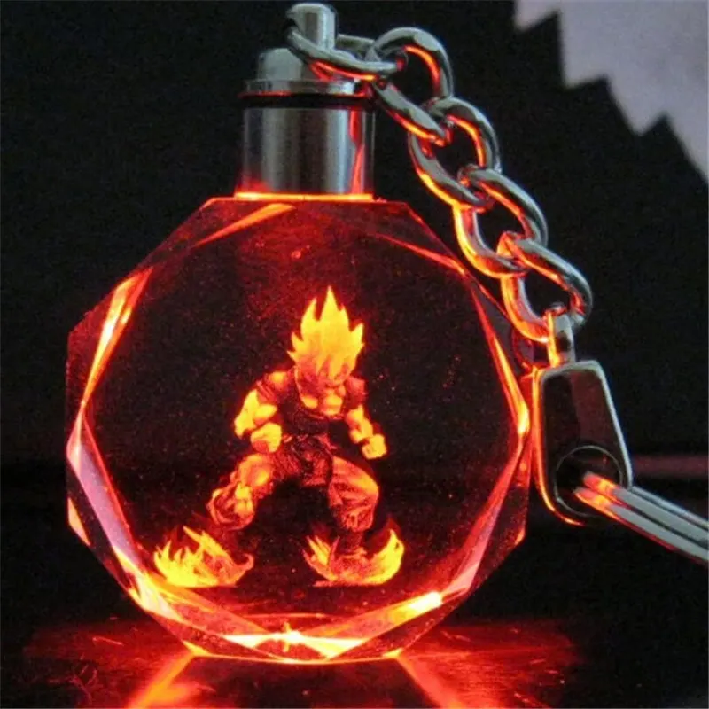 

Light Up Keychain Dragon Ball Super Saiyan Crystal Keyring Son Goku Vegeta Trunks Buu Kame-Sen'nin Keychain LED Pendant Keychain