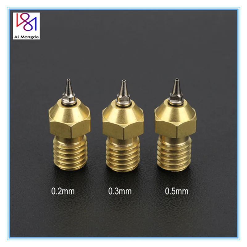 3d Printer Part Replaceable Nozzle 0.2/0.3/0.5mm Nozzle Adapter Set Nozzle Adapter With Nozzles For V6 Hotend 1.75mm Filament