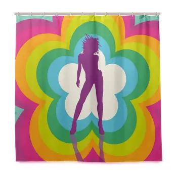 

Shower Curtain, Psychedelic Flower Woman Dance Print Customized Bathroom Shower Curtain Set with Hooks,
