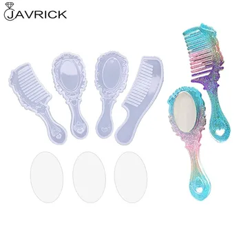 

4 Styles Comb Mirror Resin Casting Molds Kit Silicone Epoxy Resin Molds Silicone Comb Mold Mirror Hair Comb Craft Making