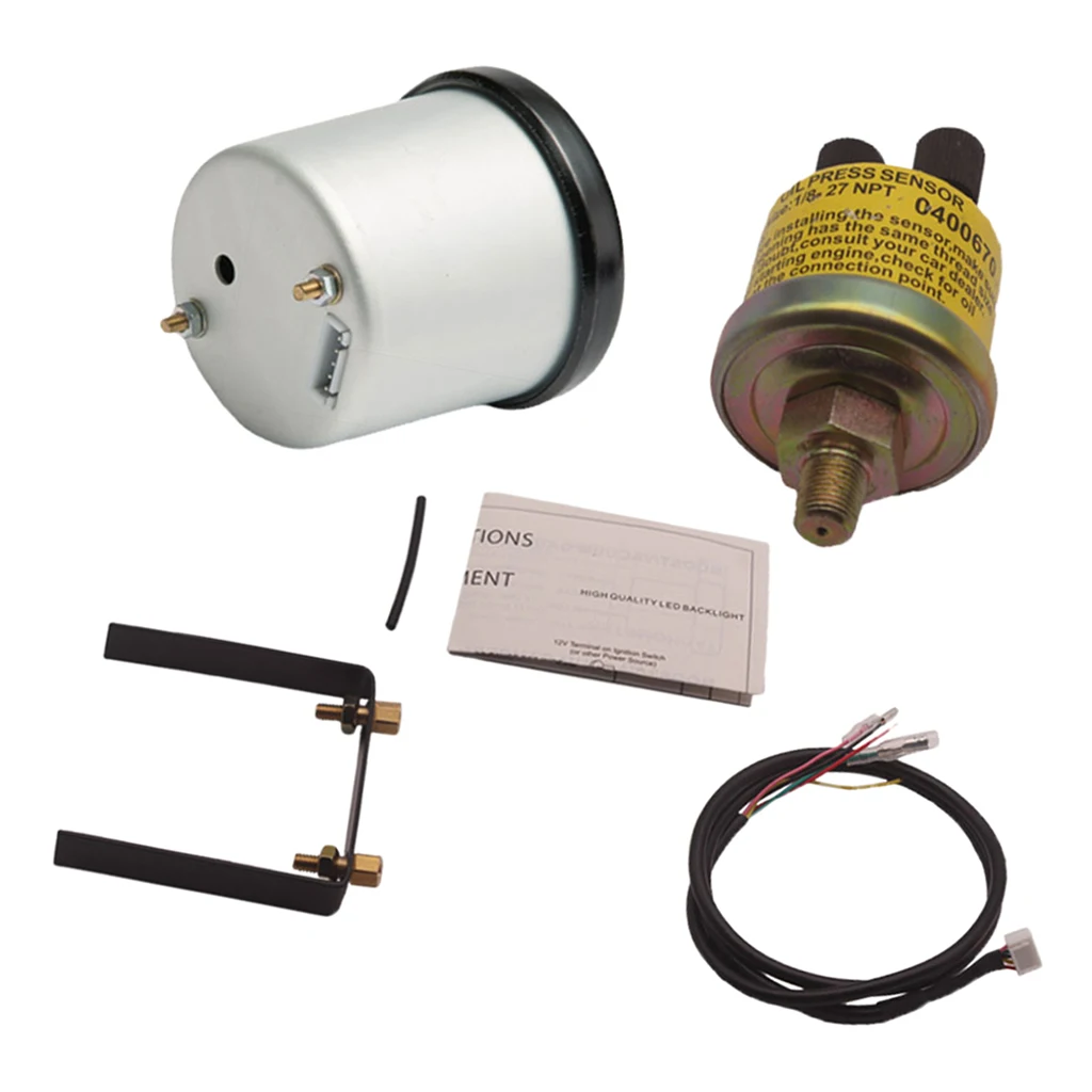 Oil Press Pressure Gauge Universal Meter 7-Colors LED 52mm 12V 0-150 PSI W/sensor