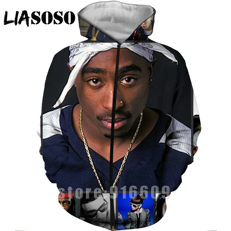 Тупак 2Pac 90 Рэппер Харадзюку спортивный костюм 3D принт Толстовка Рок куртка диджея/мужские женские пуловеры на молнии хип-хоп размера плюс