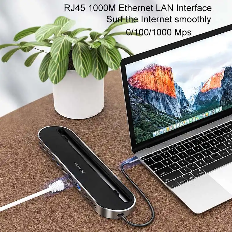 BlitzWolf 12-in-1 USB 3.0 Hub Type-c Docking Hub Station SD/TF RJ45 VGA HD DC3.5 Converter for iPhone for Huawei