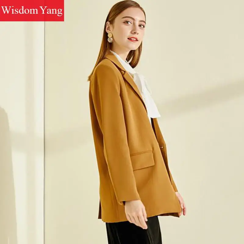Discount Spring Autumn Suit Jackets Womens Coffee Female Coats Slim Elegant Business Suits Coats Jackets Office Ladies Outerwear Overcoat
