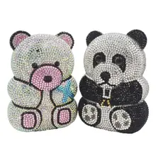 Милый медведь животных клатч Сумки Дизайнерские вечерние сумочки роскошный кристалл, свадьба, Для Новобрачных Кошелек женские мини сумки P05