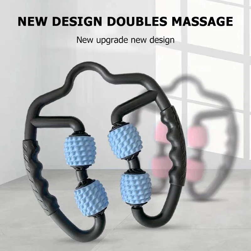 

Massage Stick Back Roller Massager Massage Roller Stick Pilates Exercise Fitness Equipment 360° U Shaped 4 Wheel Muscle Relax
