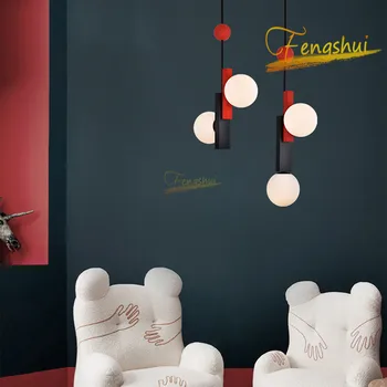 

Postmodern Morandi LED Glass Pendant Lamp Lighting Nordic Creative Decoration Pendant Lights Bedroom Loft Hotel Living Room Lamp