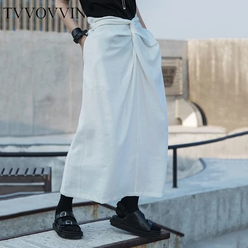 

Loose High Elastic Waist Black Knot Split Joint Temperament Half-body Skirt Women Fashion Tide Spring Autumn 2020 8L1V