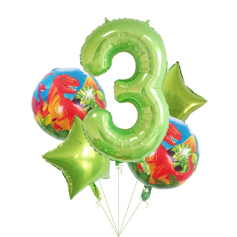 5 шт. 40 дюймов фруктово-зеленый номер Фольга воздушные шары 18 дюймов круглый динозавр шарики на день рождения вечерние украшения детские игрушки для младенцев для душа - Цвет: tyrannosaurus 3
