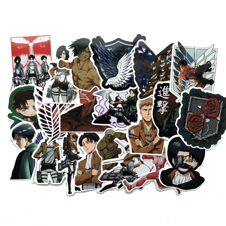 42pcs 42 шт./лот японский аниме атака на Титанов Mikasa Levi Eren стикер s Для водонепроницаемого автомобиля телефон багаж Ноутбук наклейка с велосипедом на стену стикер - Цвет: 42pcs
