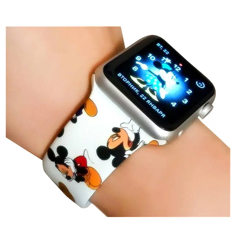 LOVERONY Микки ремешок 38 мм 40 мм 42 44 мм для Apple Watch, версии 5/4/3/2/1 силиконовый ремешок для часов для Apple i часы браслет