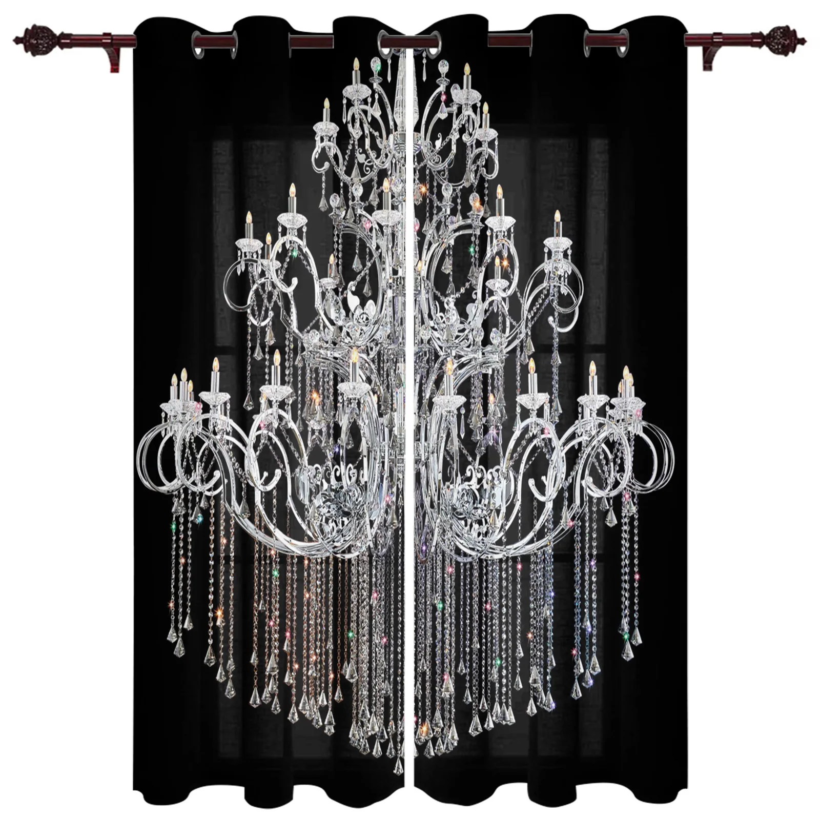 Chandelier Candle Crystal Valance Window Curtains For Living Room