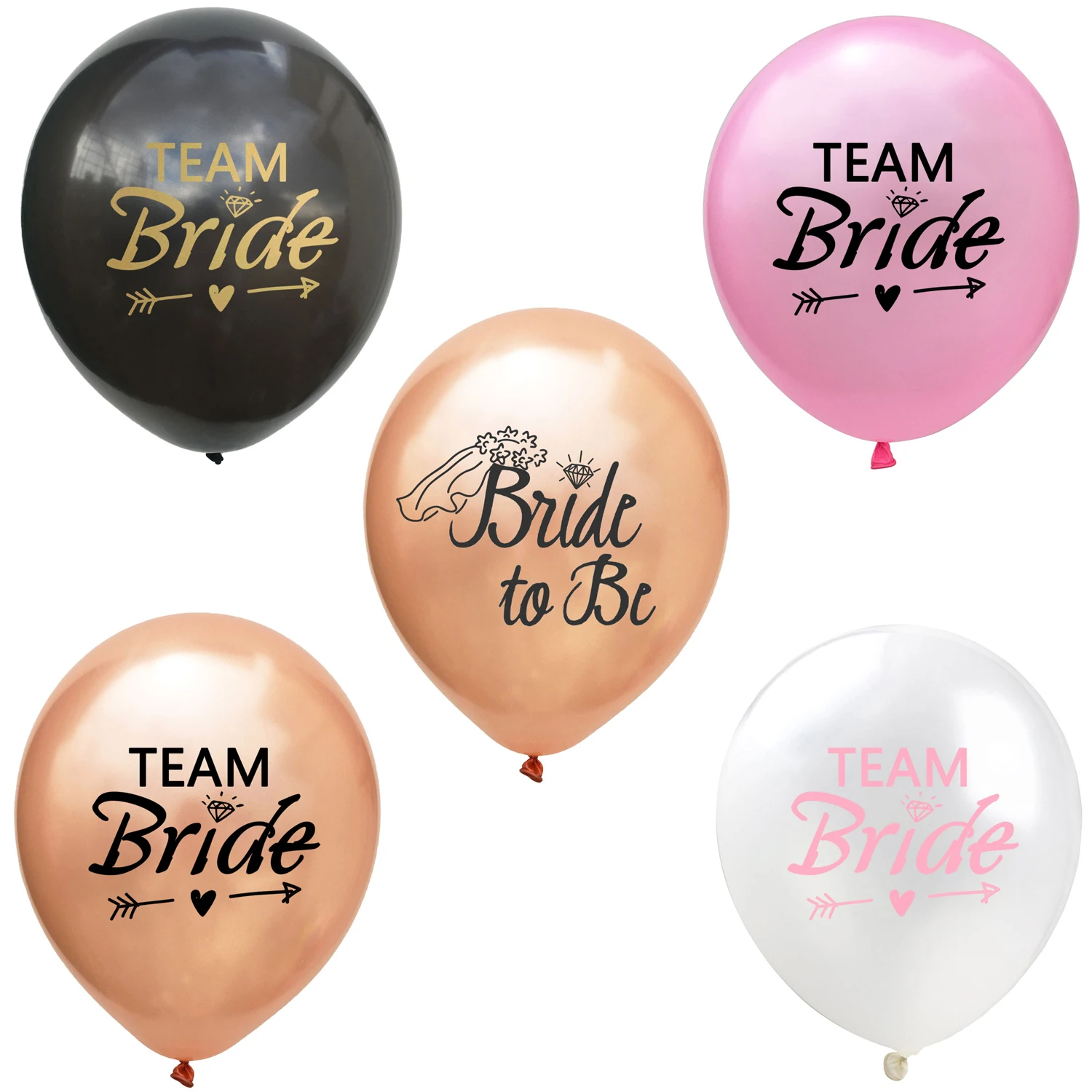 

20pcs/set Rose Gold Pink White Black 12 Inch Letter BRIDE TO BE Round Latex Balloon Wedding Bride Single Party Bar Decor Ballons