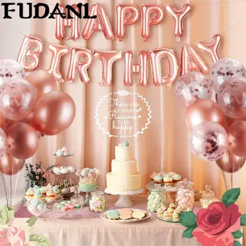 

49PCS 16inch Rose Gold Happy Birthday Letter Balloons Confetti Balloon Baby Shower Birthday Party Decorations Kids Party Favors