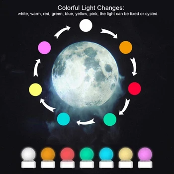 

Intelligent Timing Sleep Music Baby Bedroom 7 Colors Changing Dimmable LED USB Rechargeable Moon Night Light ABS Nursery Lamp 3D