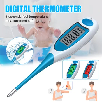 

Digital Body Thermometer Flexible Soft Head 2 Colors Backlight Waterproof Armpit Temperature Meter Children Adults XIN-S