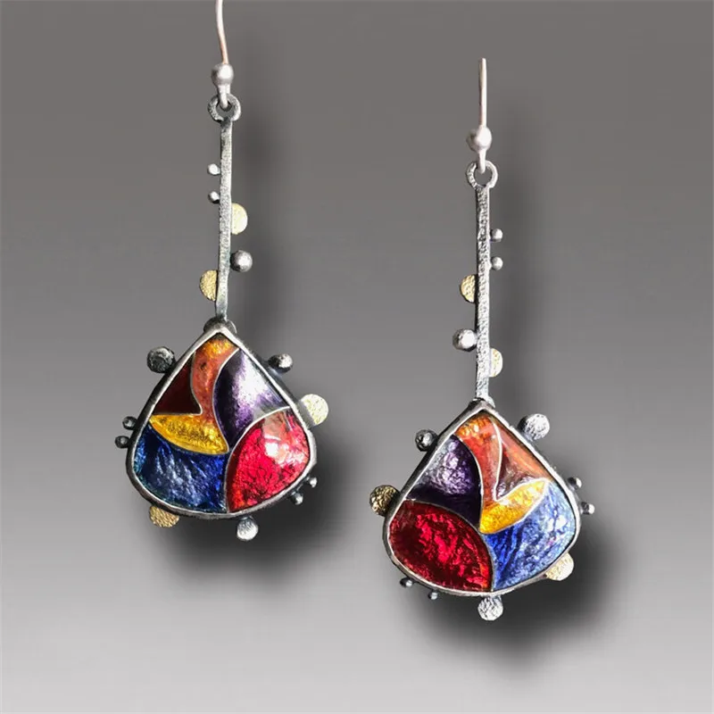 

Crystal clear enamel bohemian drop-shaped shiny colorful sexy women's Valentine's Day gift prom jewelry earrings wholesale