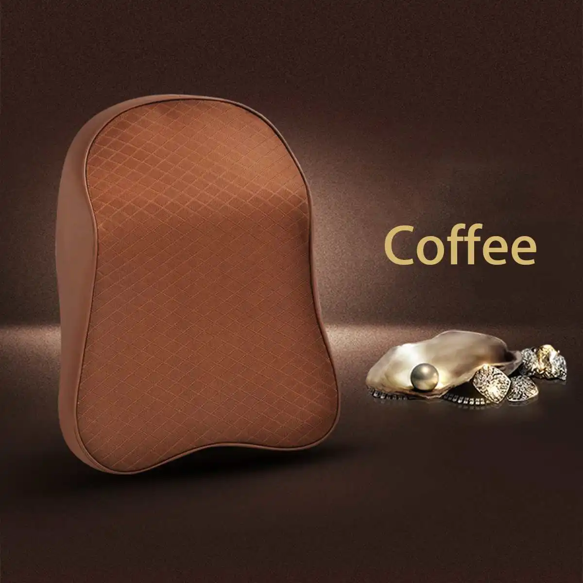 3D Memory Foam Car Neck Pillow Head Rest Soft Breathable Seat Headrest Pad Neck Rest Seat Headrest Accessories Massage Cushion - Color: Coffee
