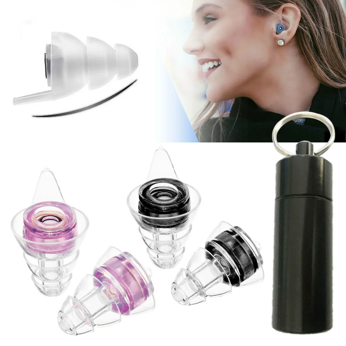 

Hearing Protection Earplugs For Concerts Musician Motorcycles Reusable Silicone Ear plugs Safurance 2Pairs Noise Cancelling