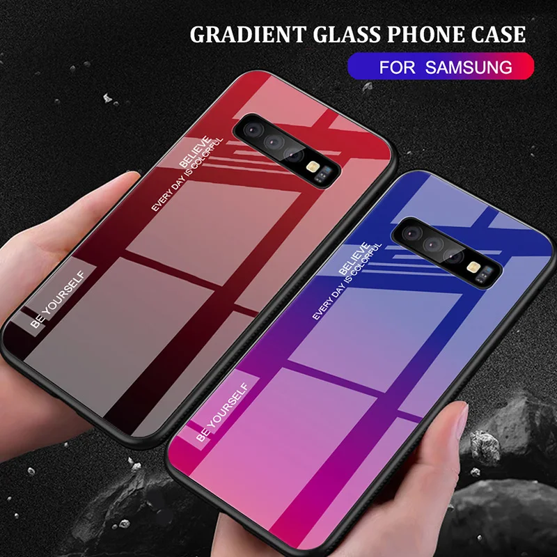 Чехол для телефона из закаленного стекла с градиентным цветом для samsung Galaxy S10 Lite Plus S9 S8 Note8 9 10 Pro samsung A50 чехол Coque Fundas