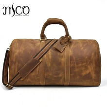 Винтажная сумка crazy horse из натуральной кожи на выходные 2" Мужская Толстая сумка большая дорожная переноска спортивная сумка большая сумка на плечо