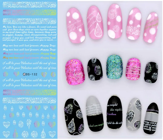Узор из букв! Лак для ногтей, наклейки переводятся при помощи воды украшения дизайн ногтей наклейки для ногтей советы Красота - Цвет: BDS132