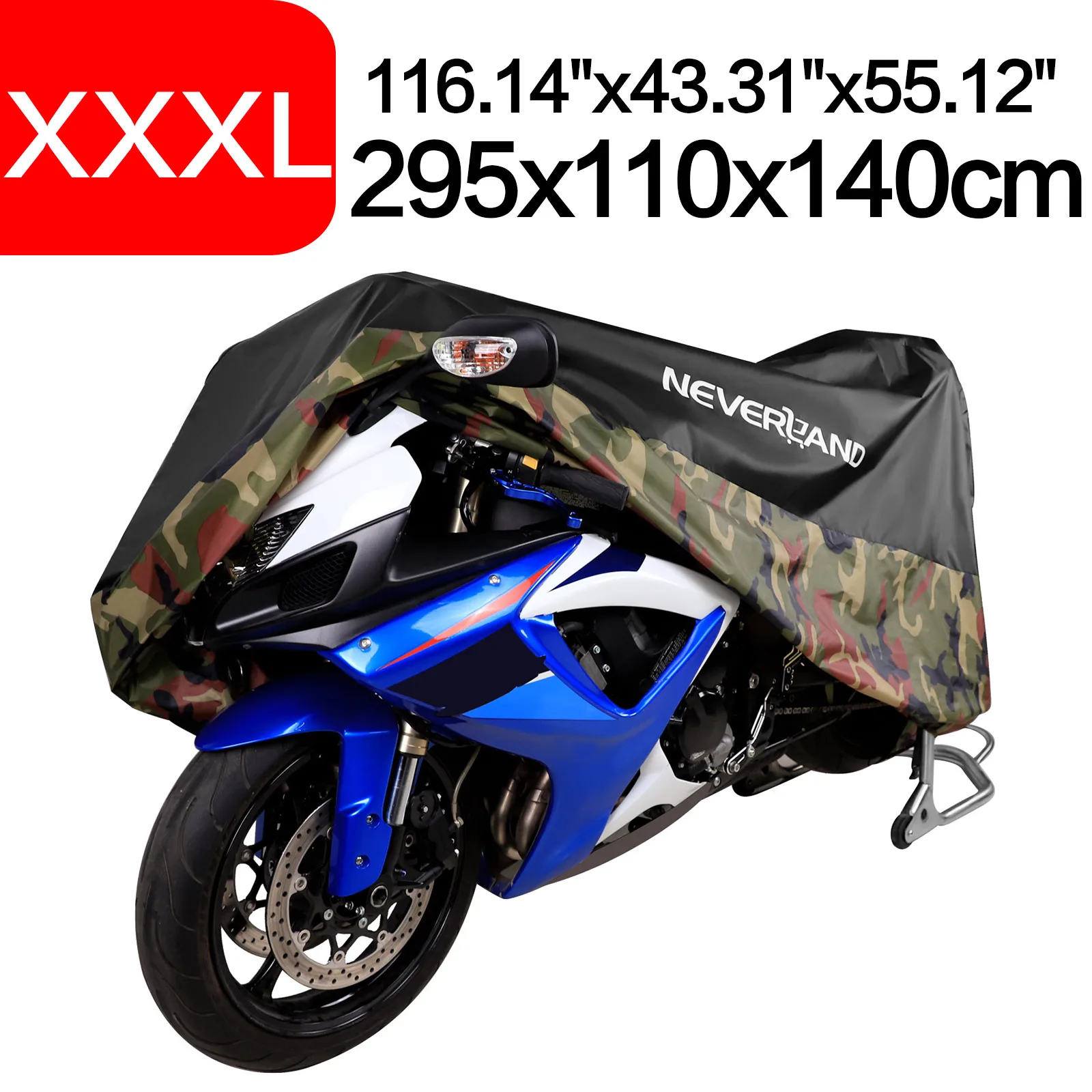 295x110x140 см камуфляжная 190T Водонепроницаемая дождевая Пыль УФ наружная крытая мотоциклетная накидка для путешествий дорожный круизер