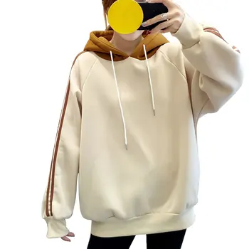 

2020 Winter New Plus Velvet Hooded Student Casual Sweatshirt Students Loose Plus Velvet Thickening Fake Two Hoodies Coat New