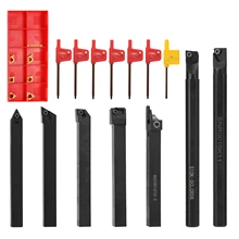 Barre d'alésage pour tour à tige 10mm, porte-outil de tournage, outils de tour, tige de tournage en métal industriel avec Inserts en carbure, 7 pièces