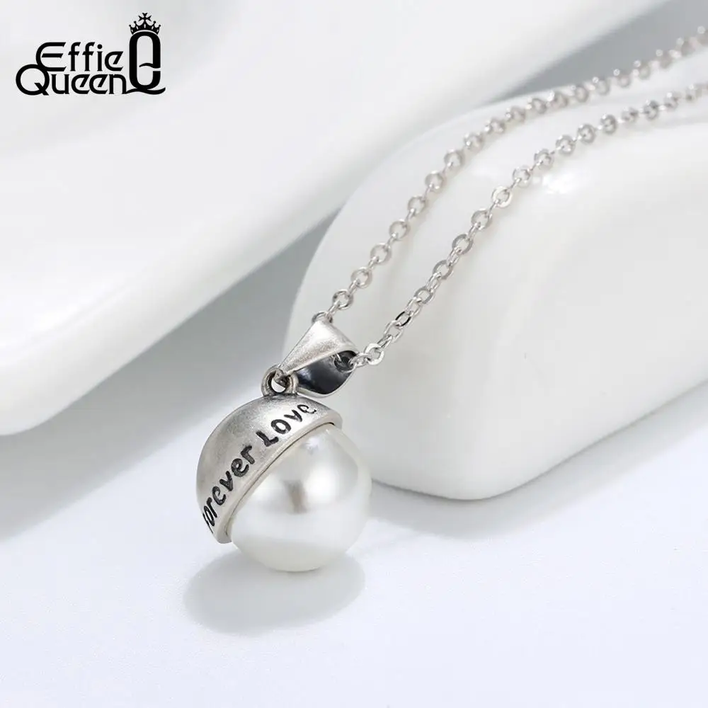 Effie Queen винтажные женские ожерелья с кулоном Forever Love круглые жемчужные из