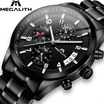 

MEGALITH Fashion Casual Men Watches Classic Stainless Steel Strap Watch For Men Waterproof Military Quartz Wristwatches Clock