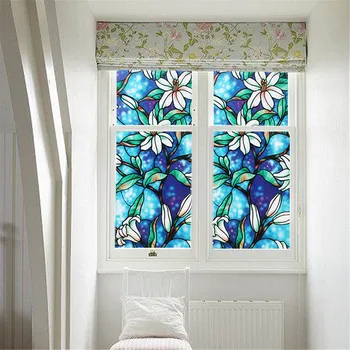 

PVC Lily Static Window Film No glue removable Stained Glass Decal