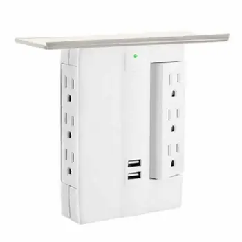 

Multi Plugs Socket Shelf 8 Port Surge Protector 6 Wall Outlet Extenders 2 USB Wall Outlet Shelf Sockets for Smart ApplianceNE