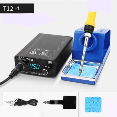 

1set T12 soldering station+T12 BLACK soldering iron handle+Anti-scalding silicone pad+Welding wire+soldering set+sponge+rosin