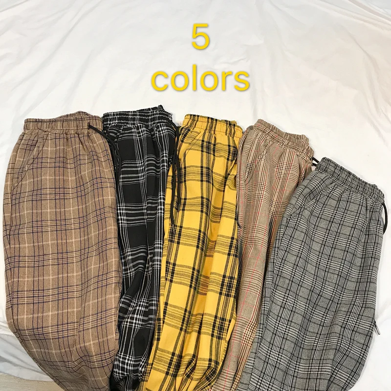 Vintage Japanese Plaid Pants Men 2021 