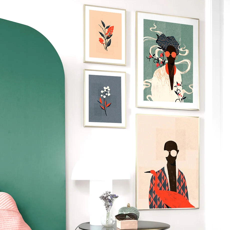 Abstract-Fashion-Vintage-Girl-Flower-Leaf-Wall-Art-Canvas-Painting-Nordic-Posters-And-Prints-Wall-Pictures