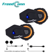 Freedconn intercomunicador para capacete de motocicleta, headset com 6 pilotos, bluetooth, rádio fm