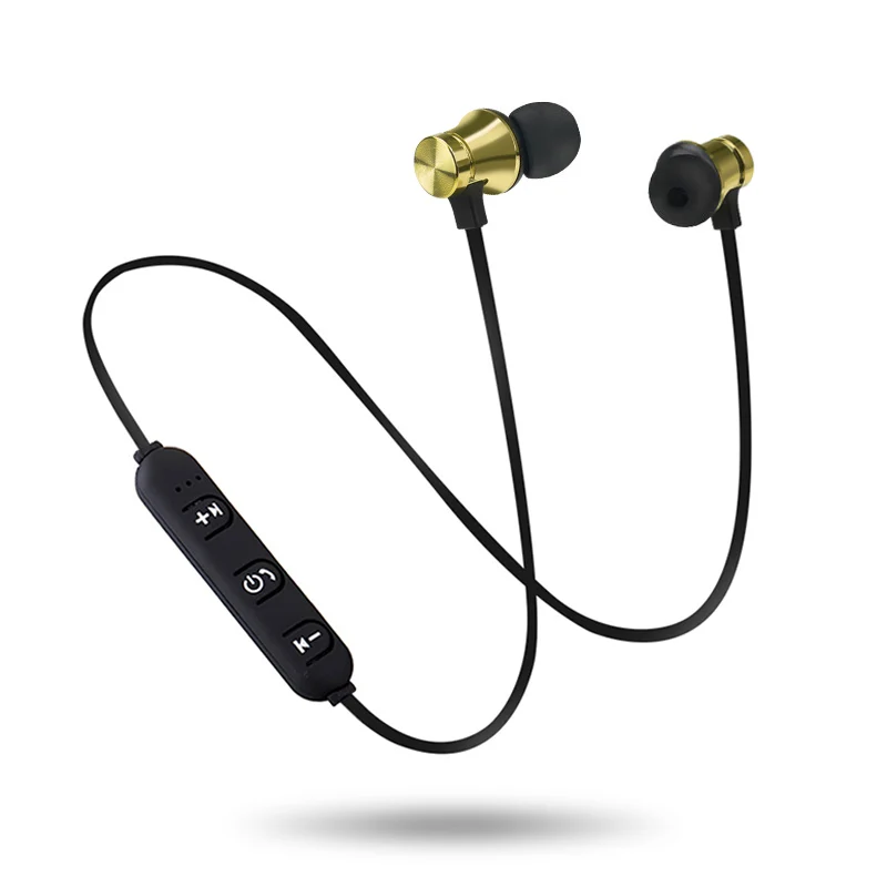 Магнитные Bluetooth наушники беспроводные наушники 3D стерео спортивные наушники громкой связи наушники в ухо гарнитура с микрофоном для Apple iPhone Xiaomi - Цвет: Золотой