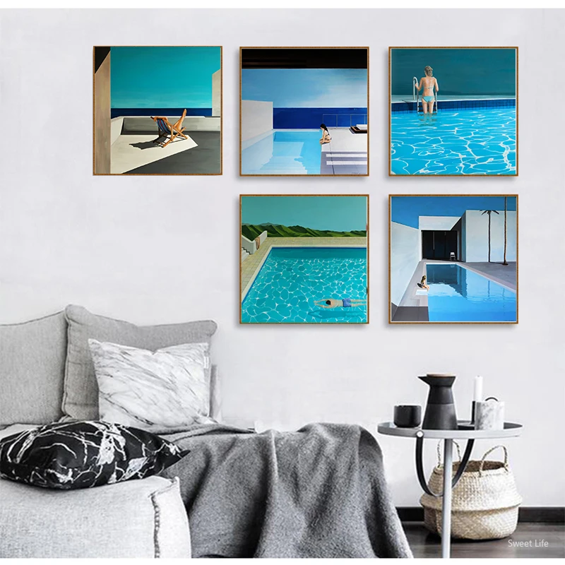 

David Hockney A Bigger Splash Artist Custom Fresh with swimming pool Home Decor Poster Prints Wall Canvas Art For Living Room