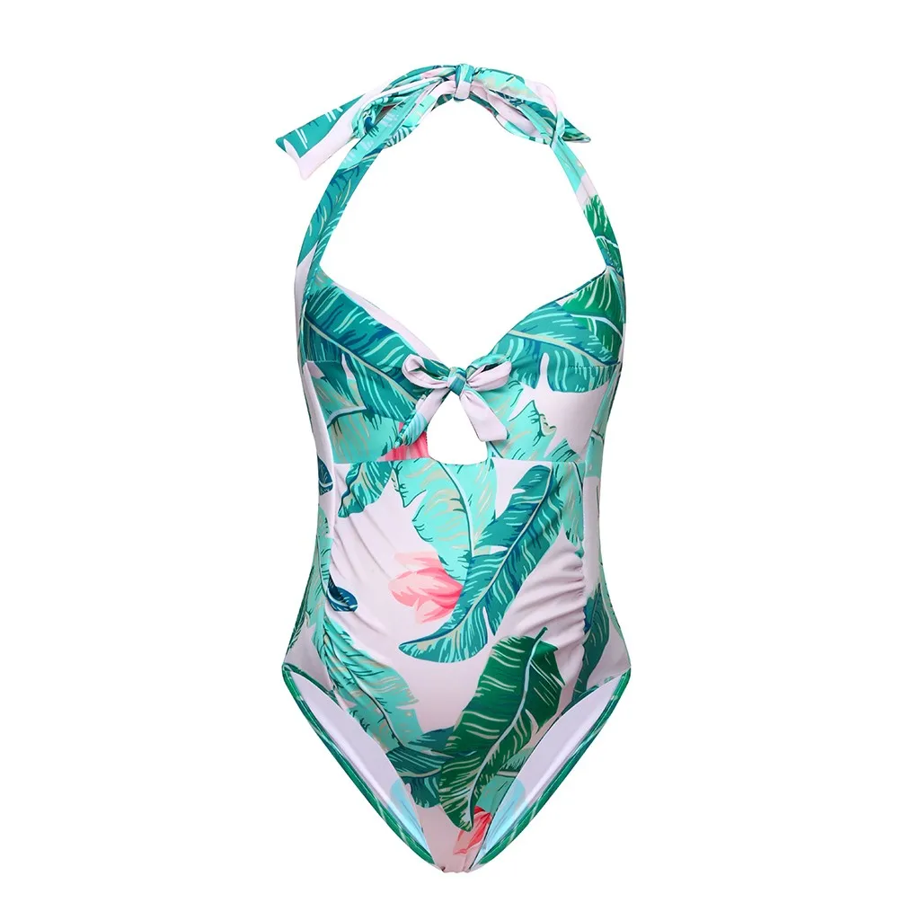 

Women One piece Maternity Swimsuit Off-Shoulder Swim Wear Ruched Flounce Beachwear Monokini For Pregnancy Bathing Suit