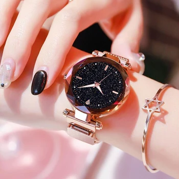 

Luxury Women Starry Sky Watch Rose Gold Magnetic Mesh Band Female Quartz Wristwatch Gradient Ladies Wrist Watch relogio feminino