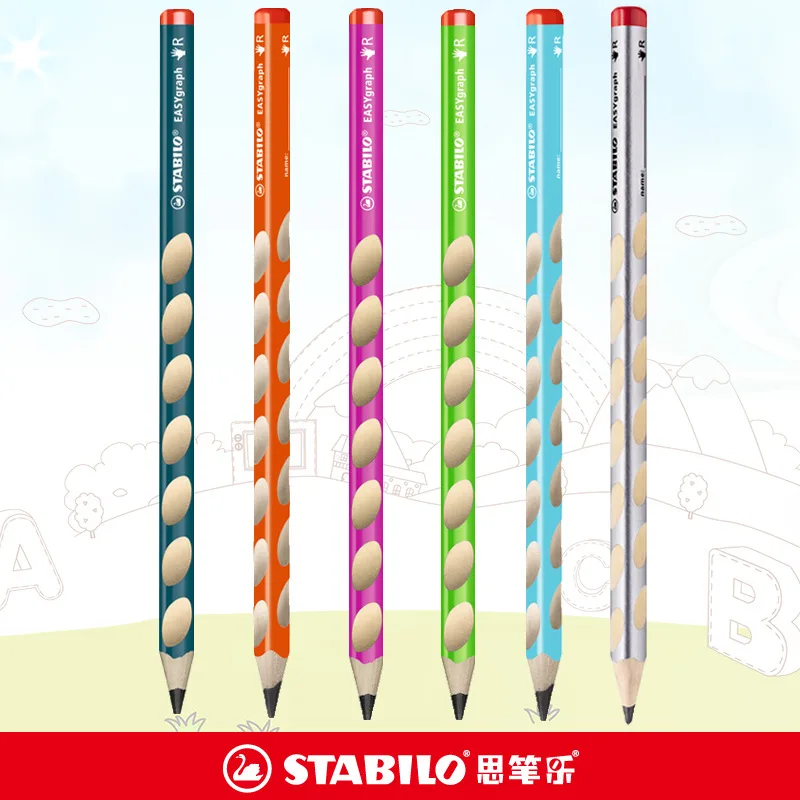 STABILO EASYgraph Left-Handed Ergonomic Graphite Pencils - HB, Pack Of 6, Petrol Color, Triangular Grip