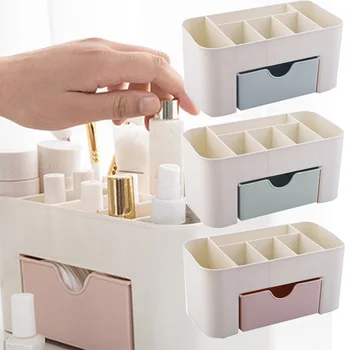

Vanity Drawer Beauty Organizer 6 Compartments with 1 Drawer Cosmetic Storage Box Home Office Vanities Bathroom Counter-top