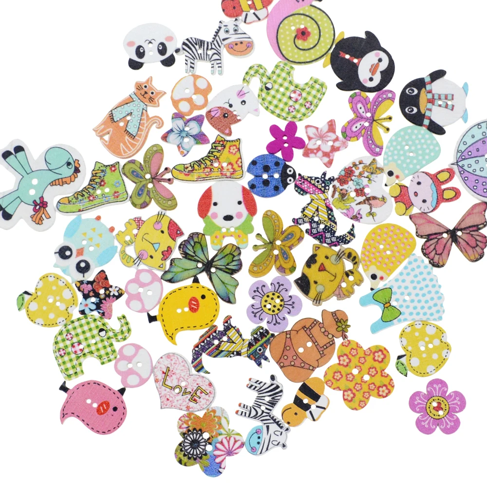 10 pcs Mix Shoe Pattern Wooden Buttons Sewing Scrapbooking Decoration art 39
