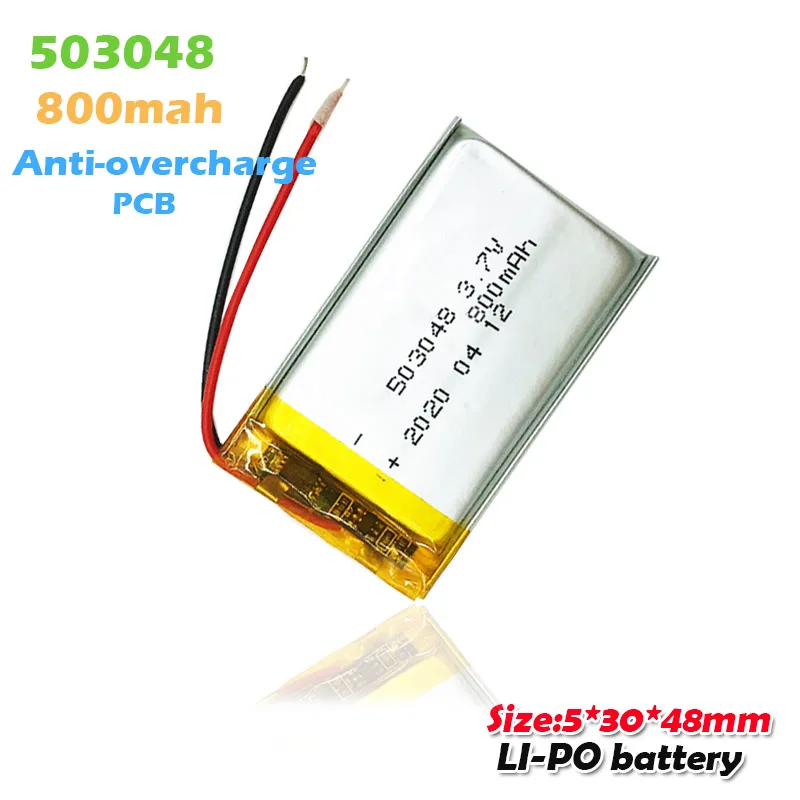 3.7V 800mAh Rechargeable lithium polymer Battery 503048 053048 For MP3 MP4 MP5 DVR DVC Bluetooth Speaker Driving recorder Camera|Rechargeable Batteries| - AliExpress